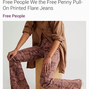Free People Bohemian Floral Flare Pants in Brown and Pink